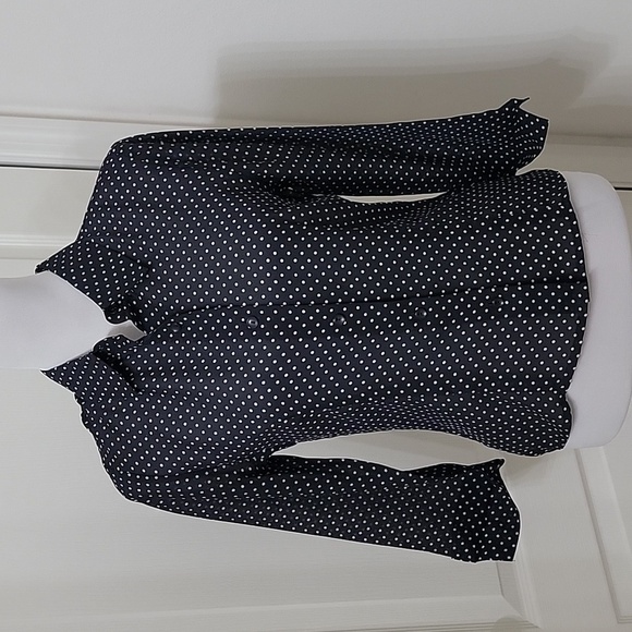 apostrophe size 4 Navy Blue White Polkadot LS Blouse - Picture 1 of 11